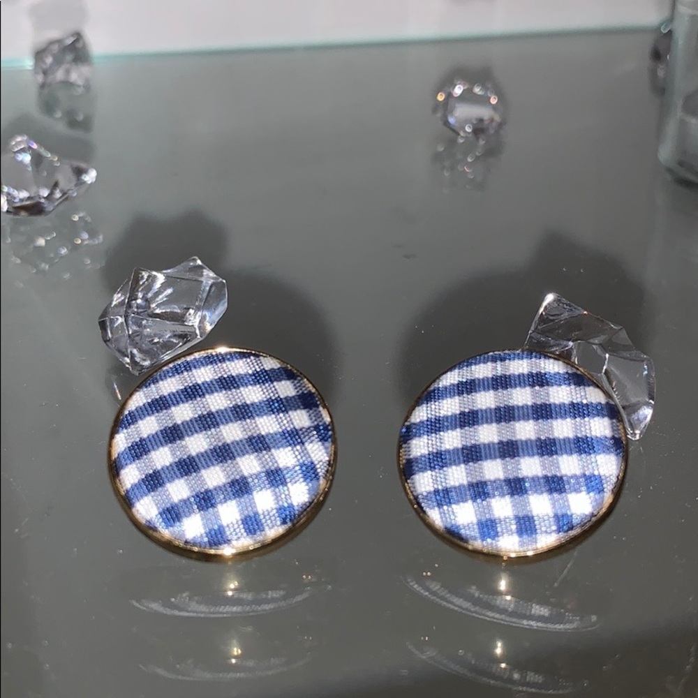 Kate Spade Gingham Button Earrings